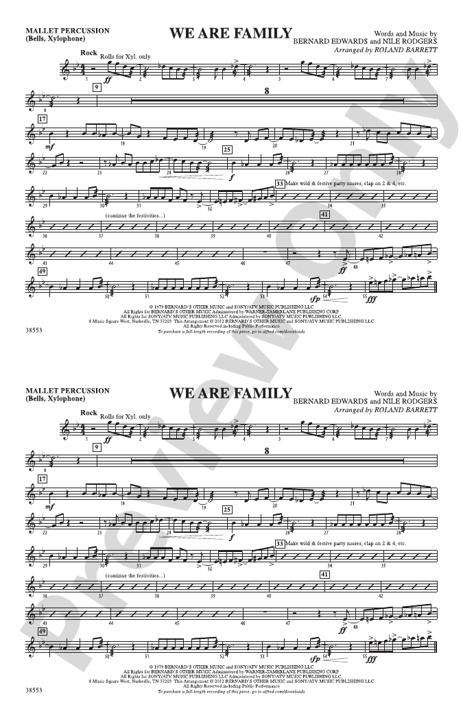 We Are Family Mallets Mallets Part Digital Sheet Music Download