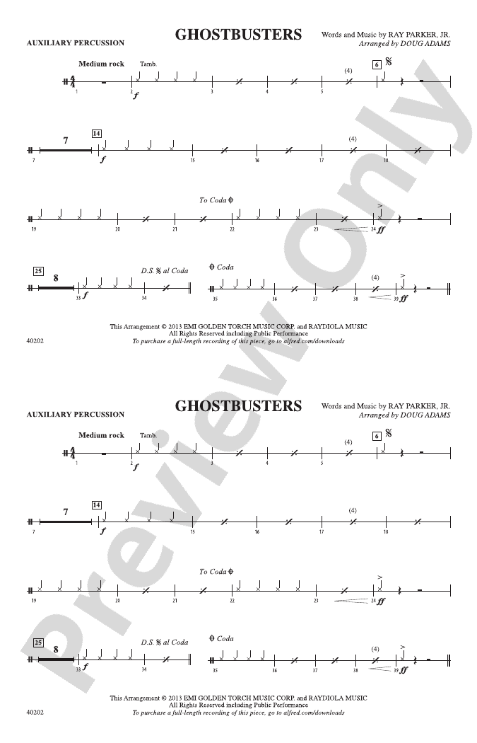 Ghostbusters Auxiliary Percussion Auxiliary Percussion Part Digital