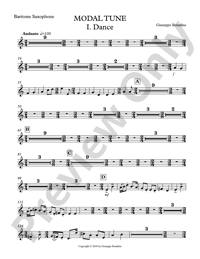 Modal Tune Eflat Baritone Saxophone Eflat Baritone Saxophone Part