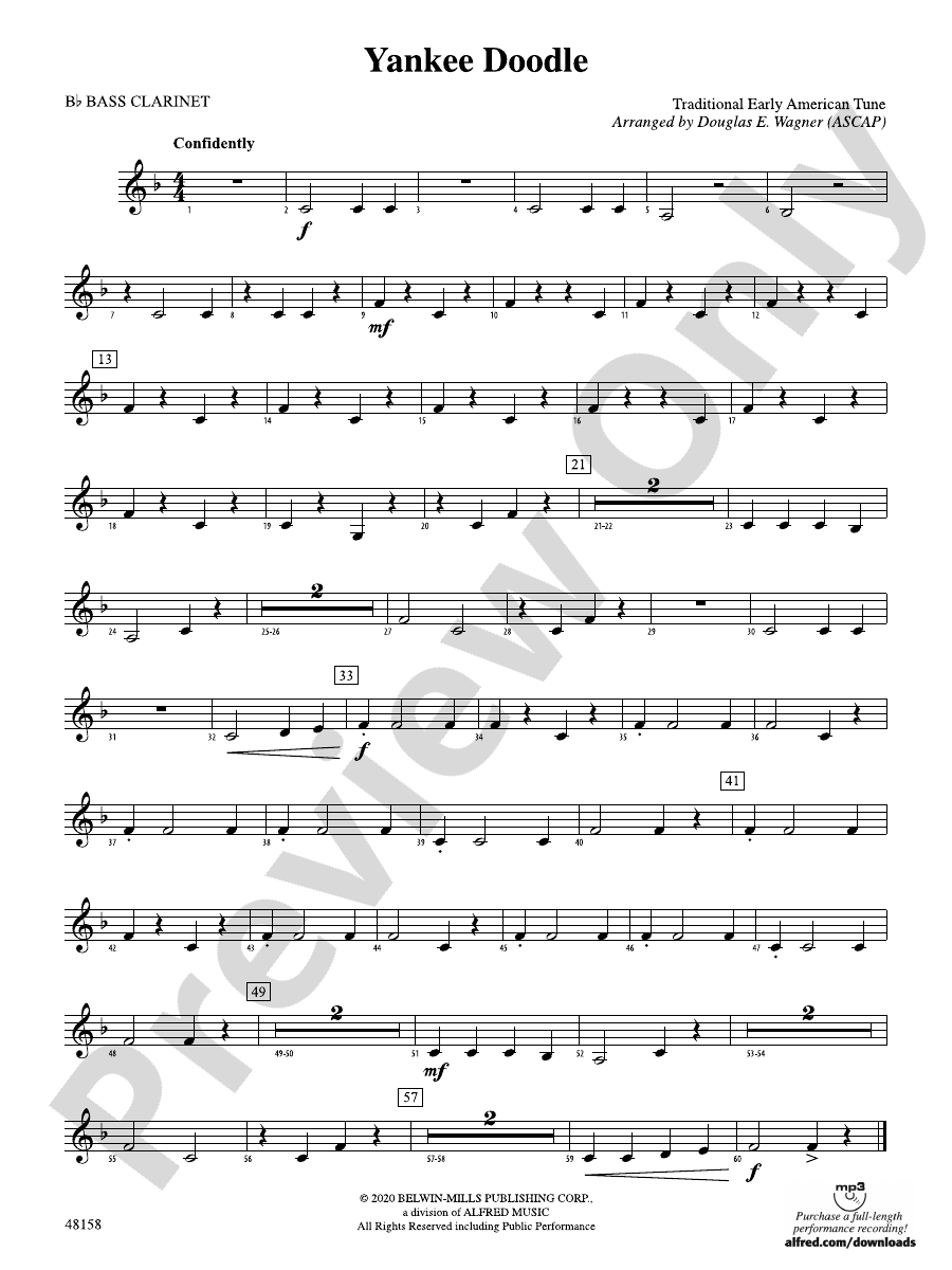 Yankee Doodle Bflat Bass Bflat Bass Part