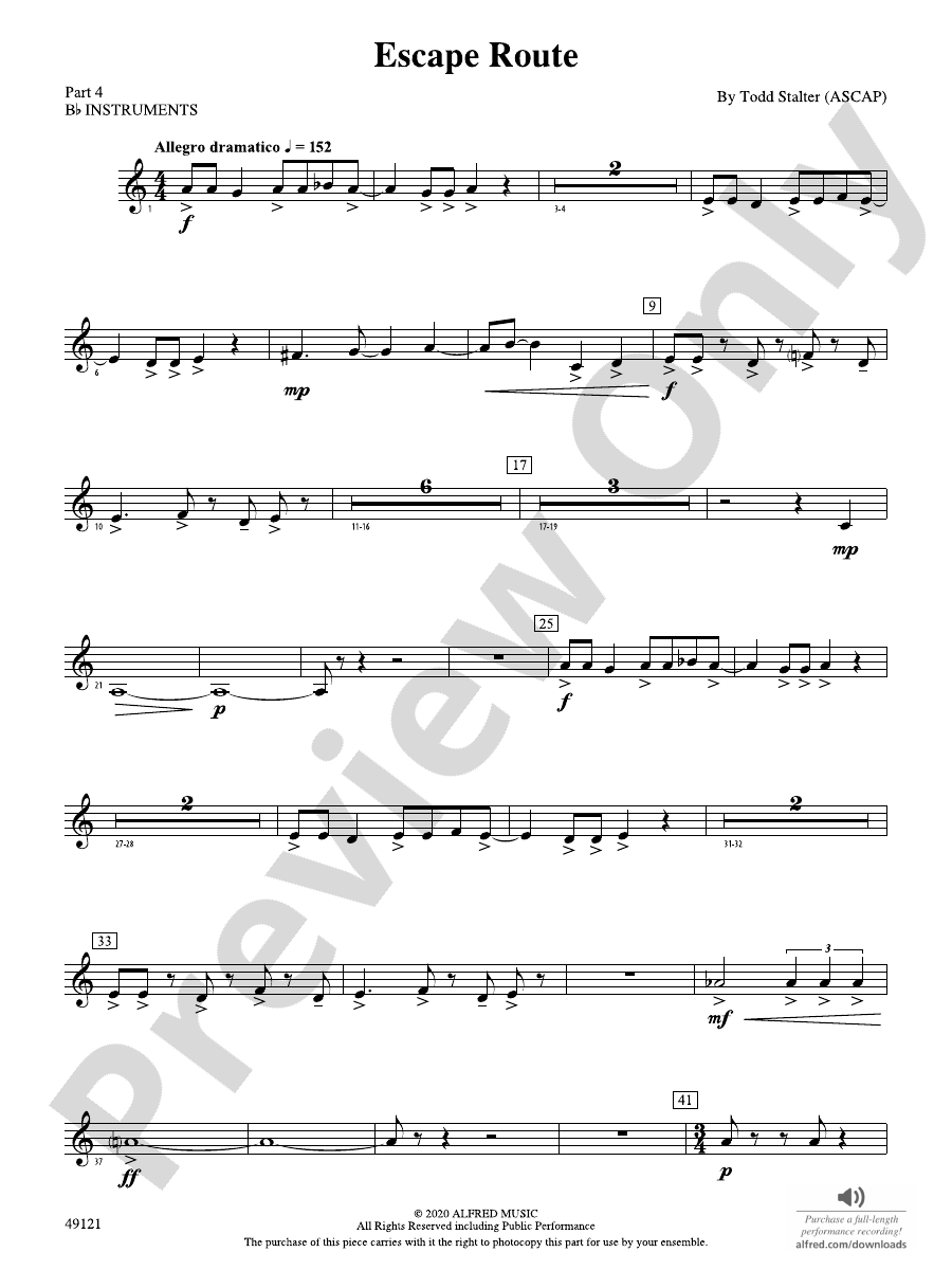 Escape Route Part 4 B Flat Instruments Part 4 B Flat Instruments Part Digital Sheet