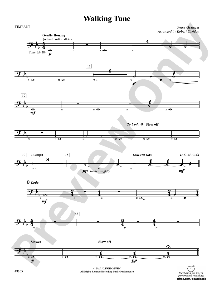 Walking Tune Timpani Timpani Part Digital Sheet Music Download