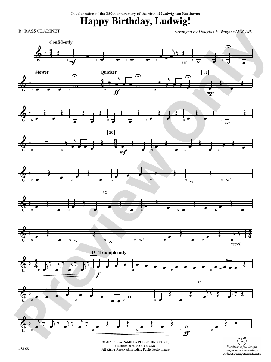 Happy Birthday, Ludwig Bflat Bass Bflat Bass Part