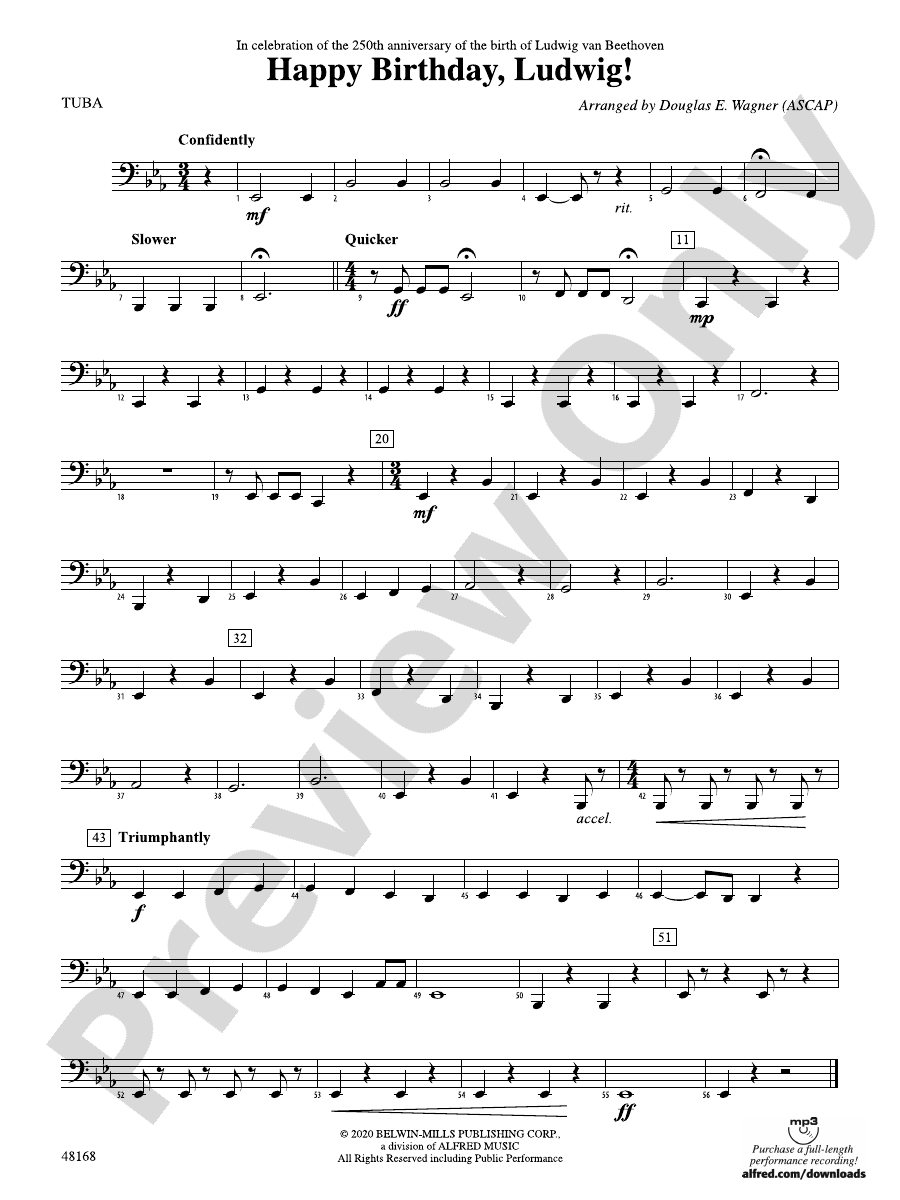 Happy Birthday, Ludwig Tuba Tuba Part Digital Sheet Music Download