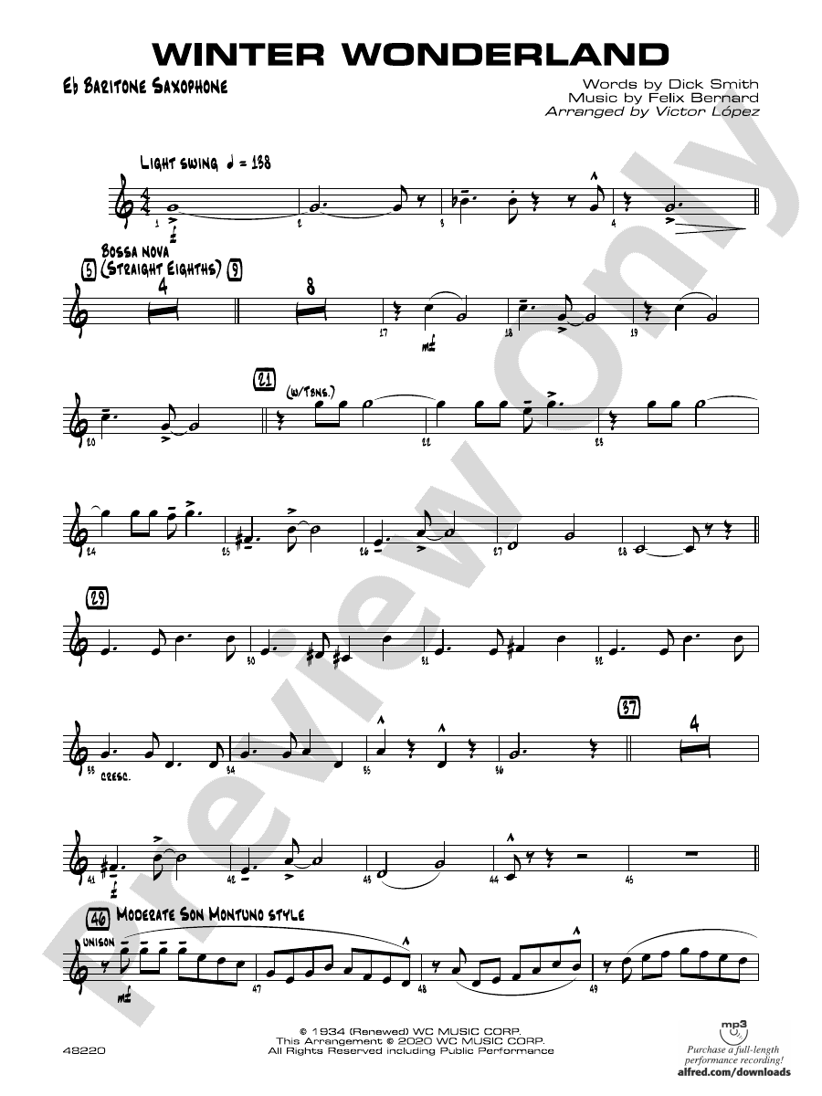 Winter Wonderland Eflat Baritone Saxophone Eflat Baritone Saxophone