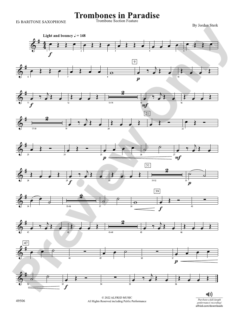 Trombones in Paradise Eflat Baritone Saxophone Eflat Baritone