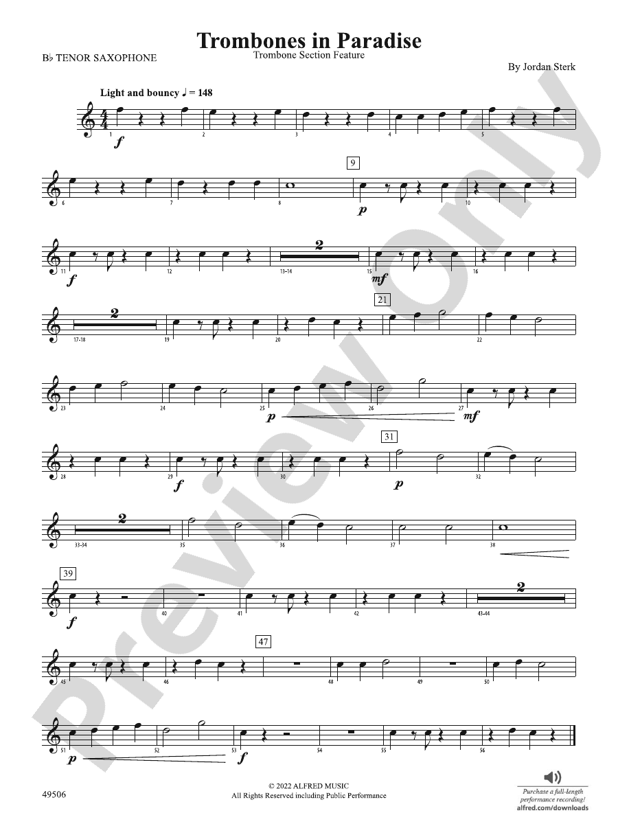 Trombones in Paradise Bflat Tenor Saxophone Bflat Tenor Saxophone