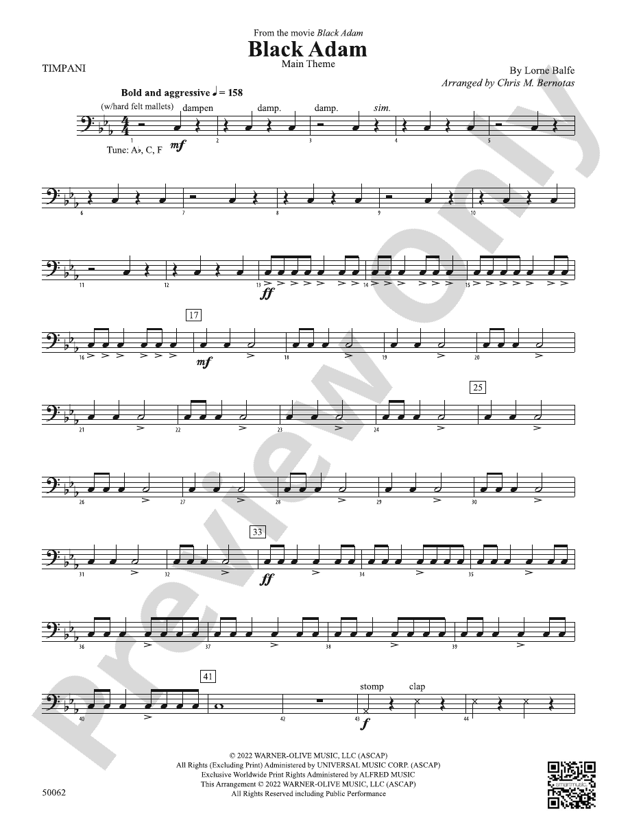 Black Adam Timpani Timpani Part Digital Sheet Music Download