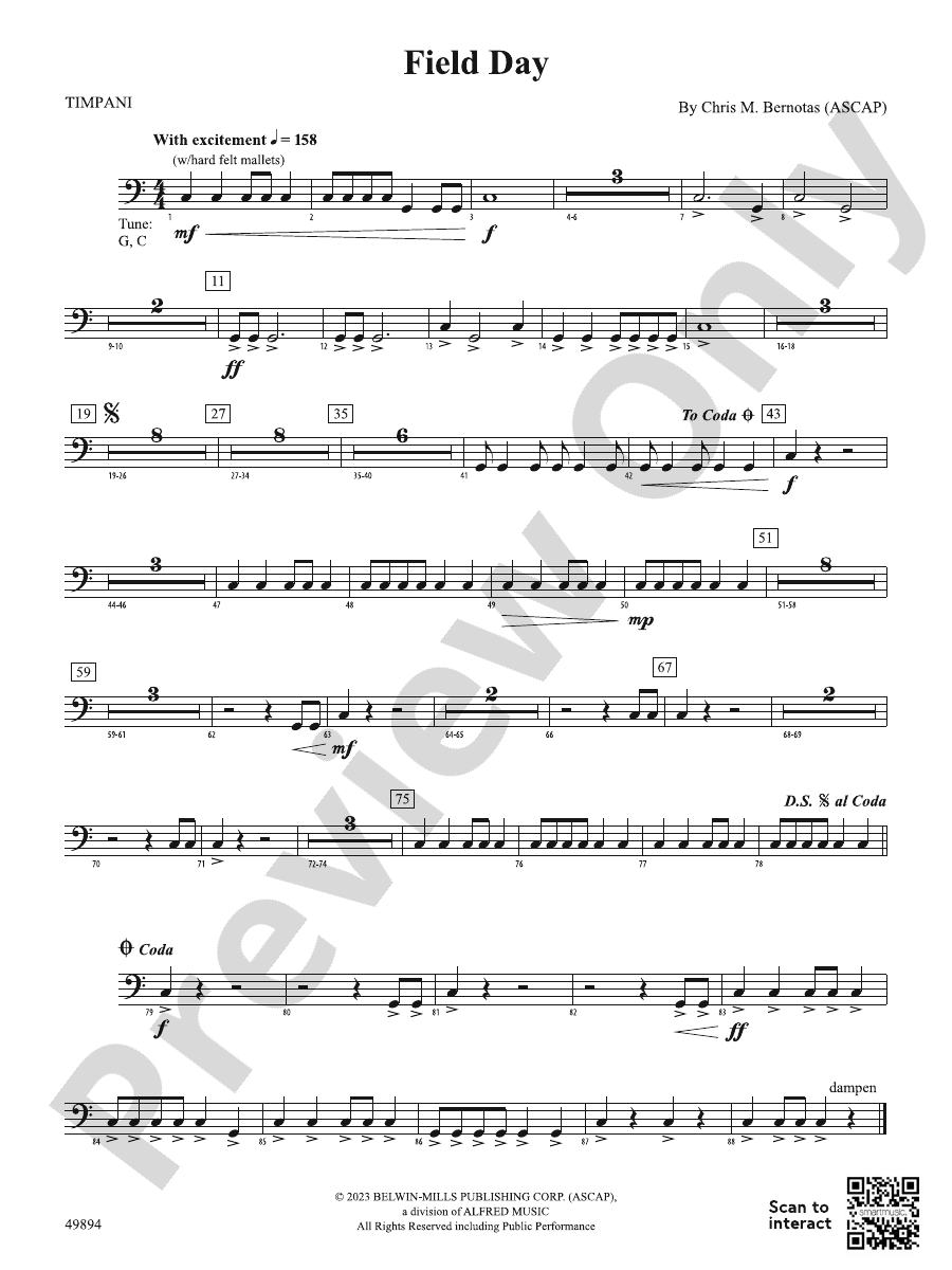 Field Day Timpani Timpani Part Digital Sheet Music Download