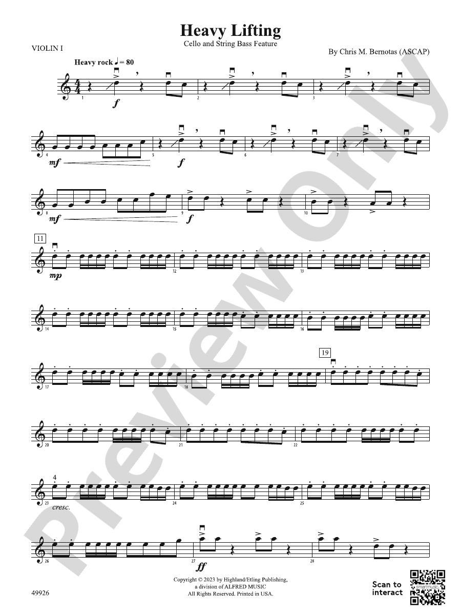 Heavy Lifting 1st Violin 1st Violin Part Digital Sheet Music Download 8963