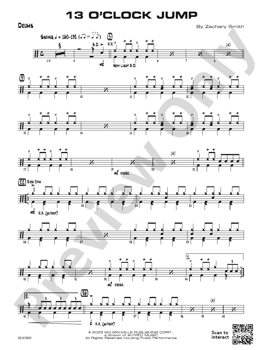 13 OCLOCK JUMP/JFY Drums Drums Part Digital Sheet Music Download