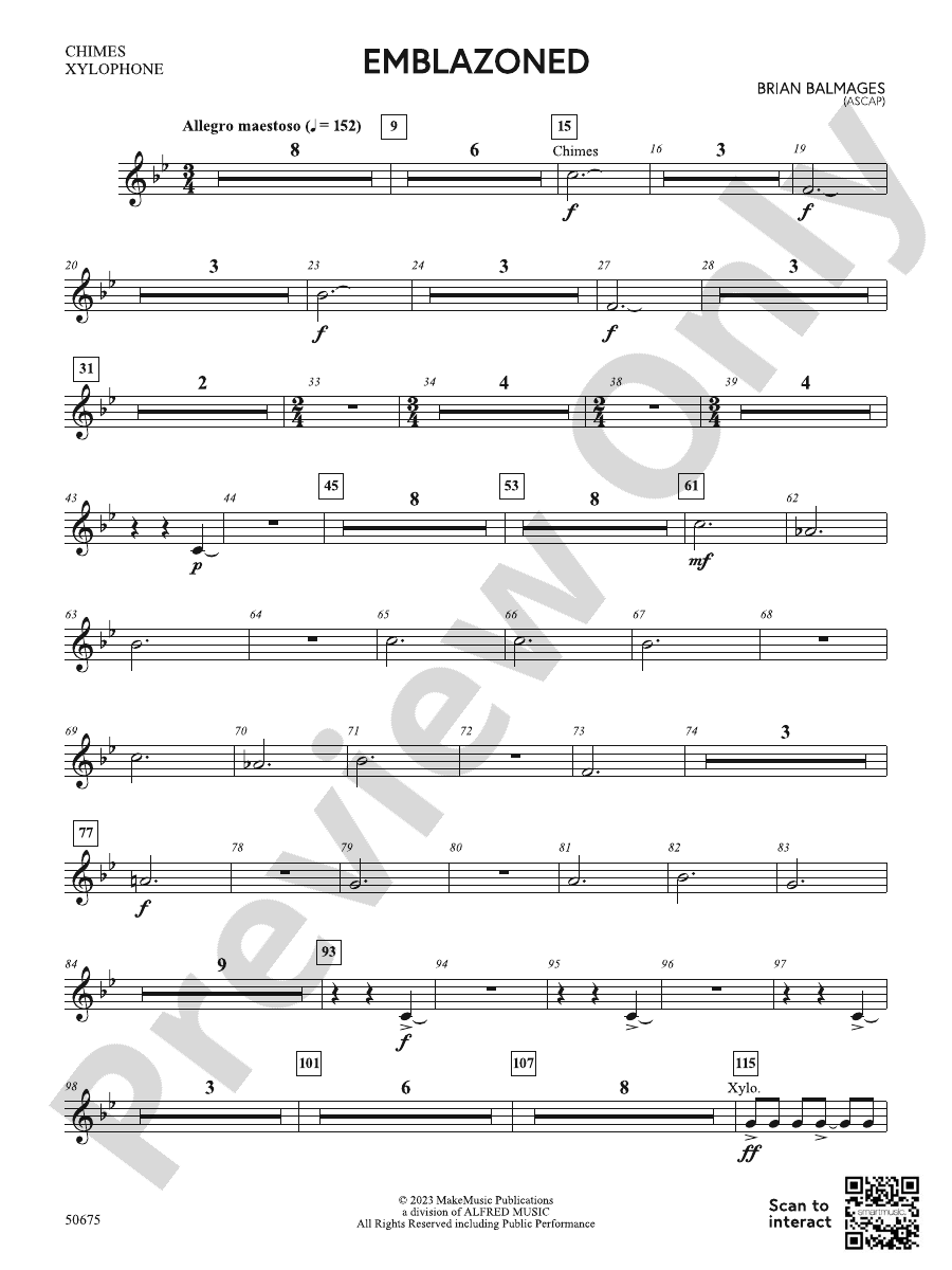 EMBLAZONED/MYB Chimes/Xylophone Chimes/Xylophone Part Digital Sheet Music Download