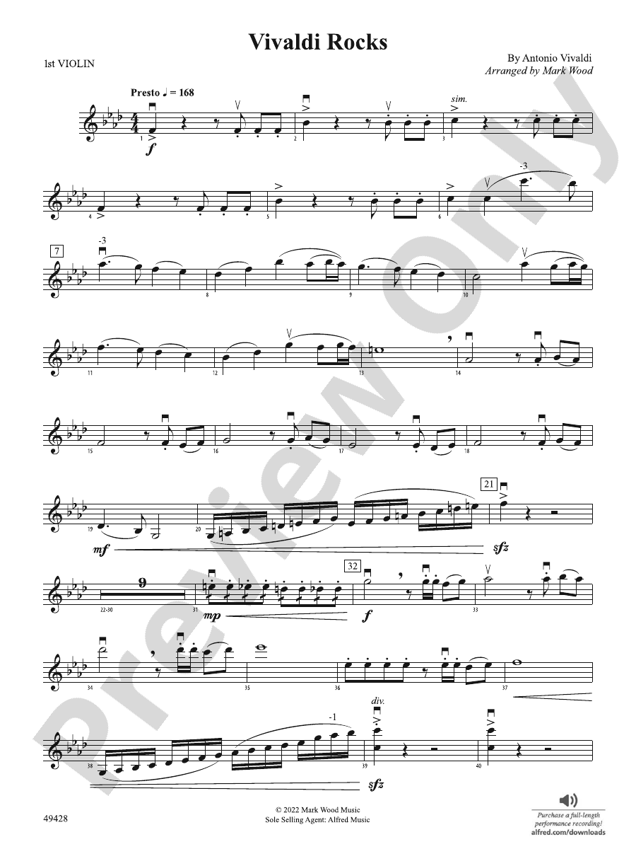 Vivaldi Rocks 1st Violin 1st Violin Part Digital Sheet Music Download 