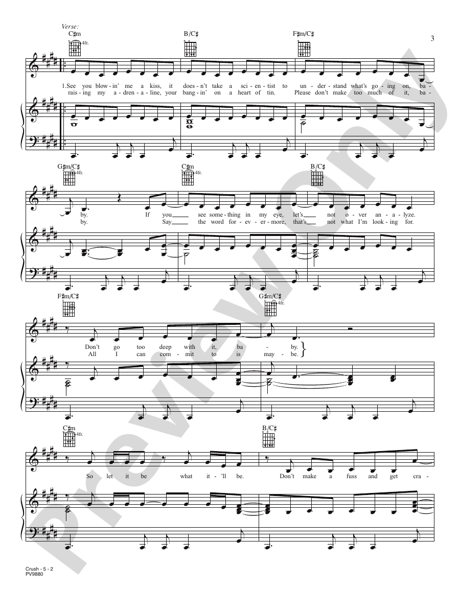 Crush Piano/Vocal/Chords Jennifer Paige Digital Sheet Music Download