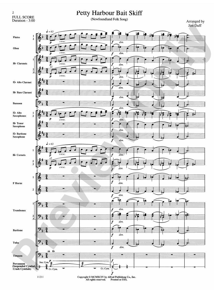 Petty Harbour Bait Skiff Concert Band Conductor Score & Parts Digital Sheet Music Download