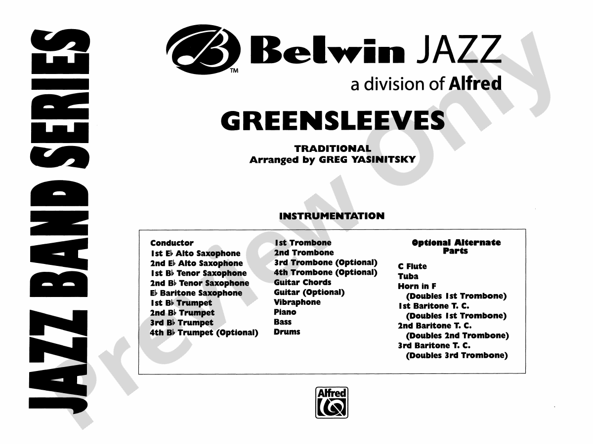 Greensleeves Jazz Ensemble Conductor Score & Parts Digital Sheet