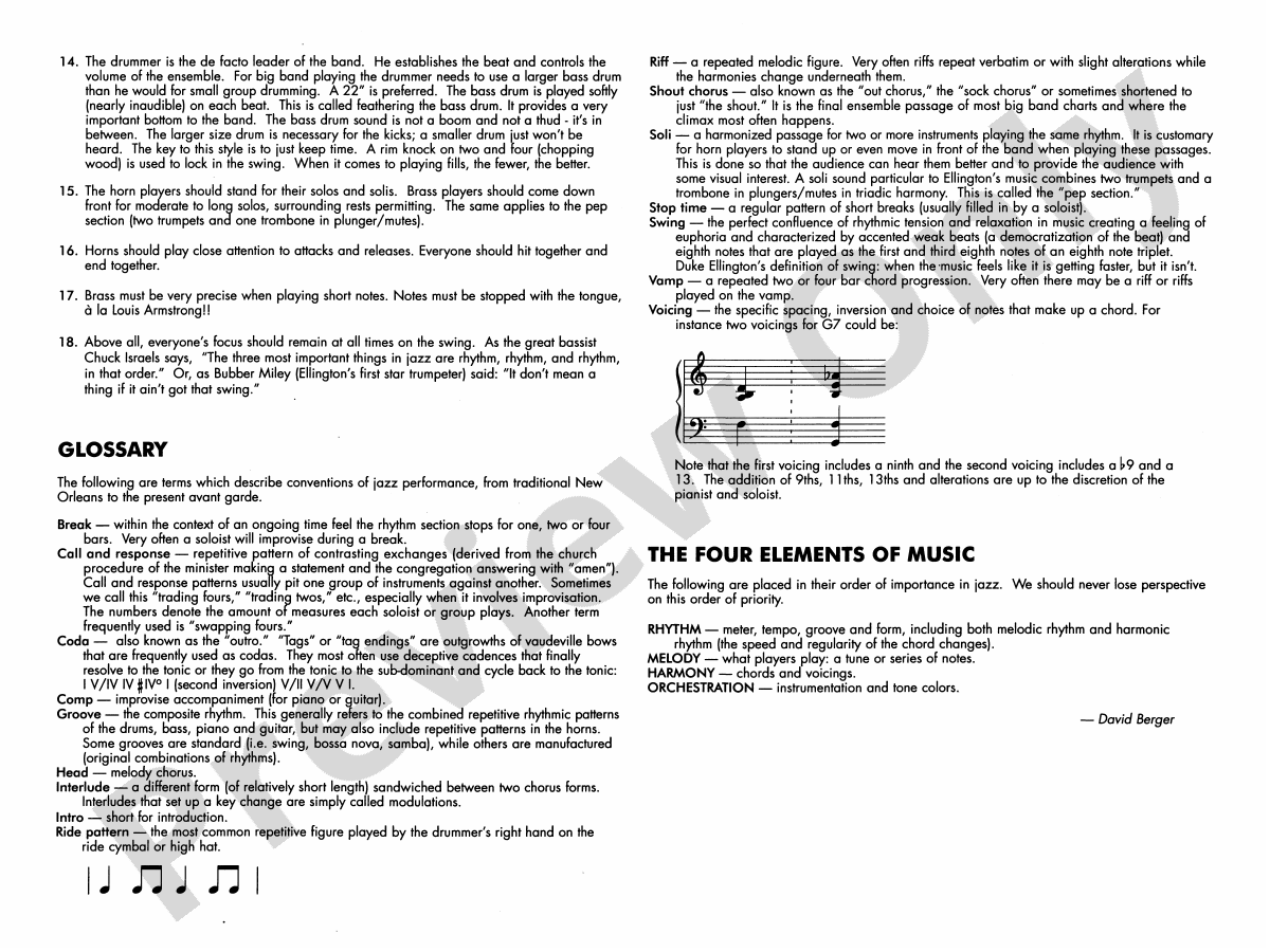 Cottontail Jazz Ensemble Conductor Score & Parts Duke Ellington