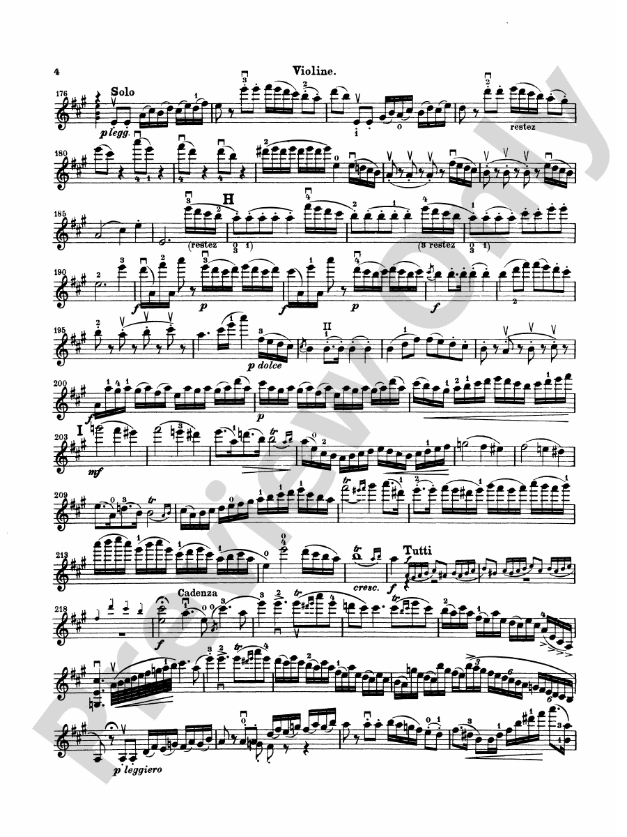 Mozart Violin Concerto No. 5 in A Major, K. 219 Violin Book Wolfgang