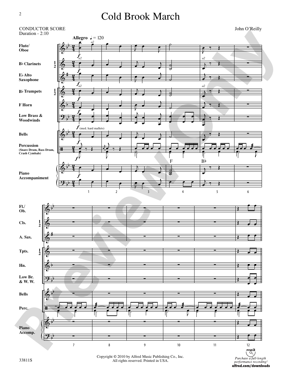 Cold Brook March Concert Band Conductor Score & Parts John O'Reilly Digital Sheet Music Download