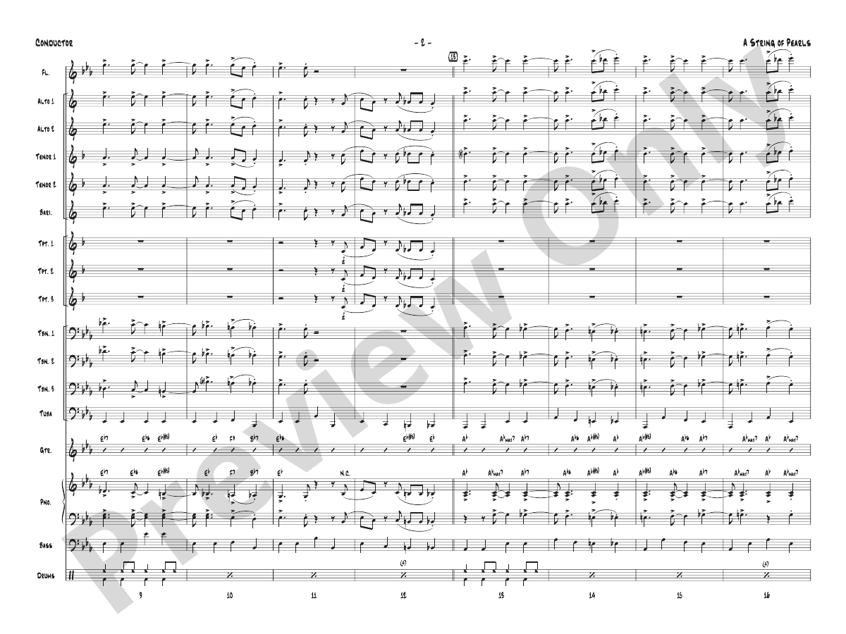 String of Pearls Jazz Ensemble Conductor Score & Parts Jerry Gray