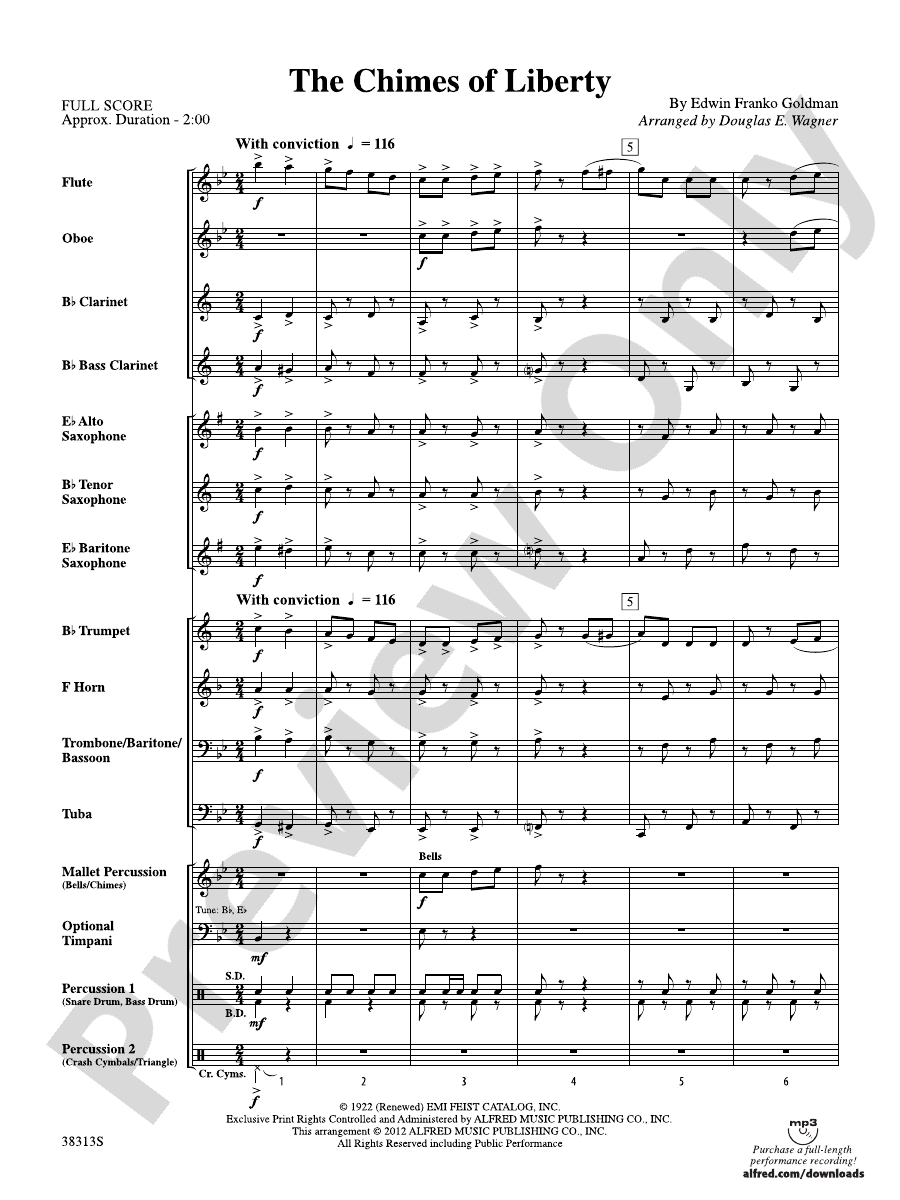 The Chimes of Liberty: Concert Band Conductor Score & Parts: Edwin ...