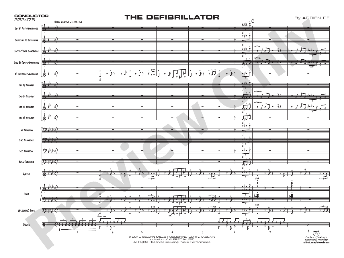 The Defibrillator Jazz Ensemble Conductor Score & Parts Adrian Re Digital Sheet Music Download