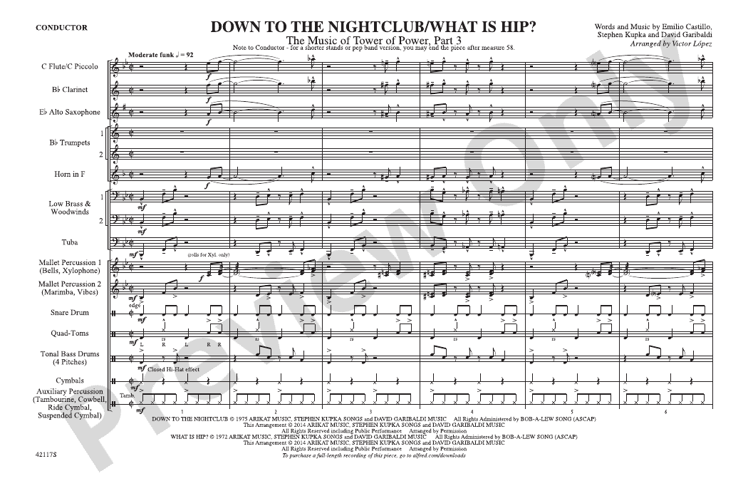 Down to the / What Is Hip? Marching Band Conductor Score