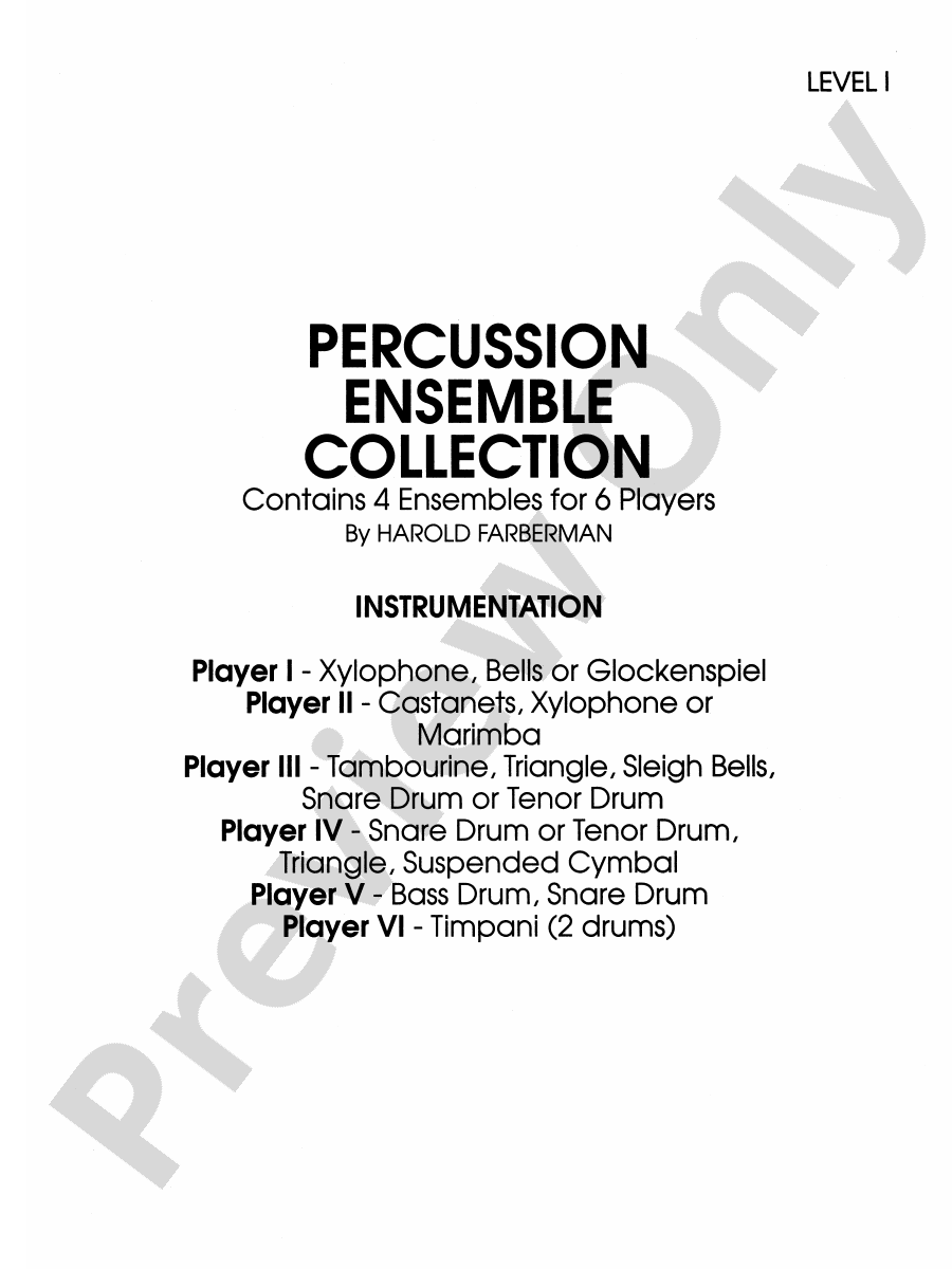 Percussion Ensemble Collection, Level I Percussion Ensemble Book