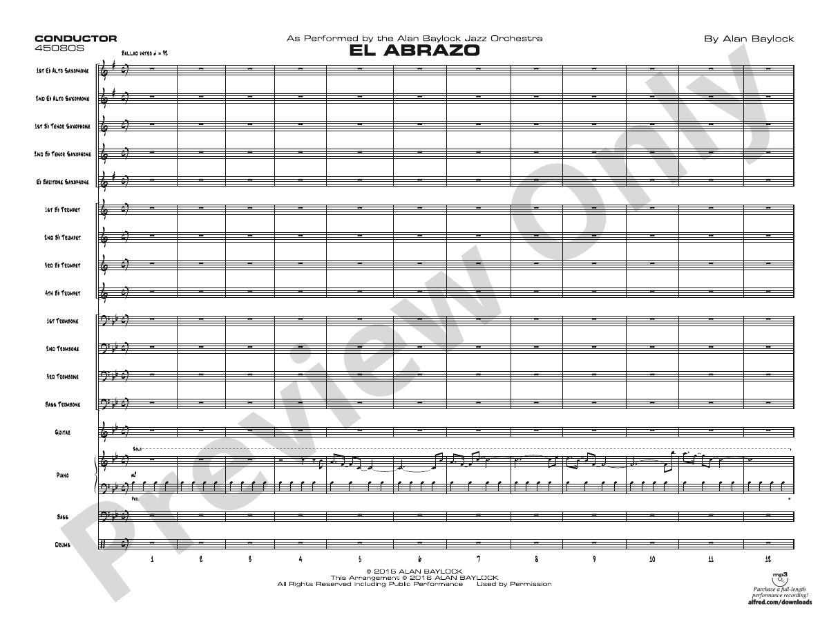 El Abrazo: Jazz Ensemble Conductor Score & Parts: Alan Baylock