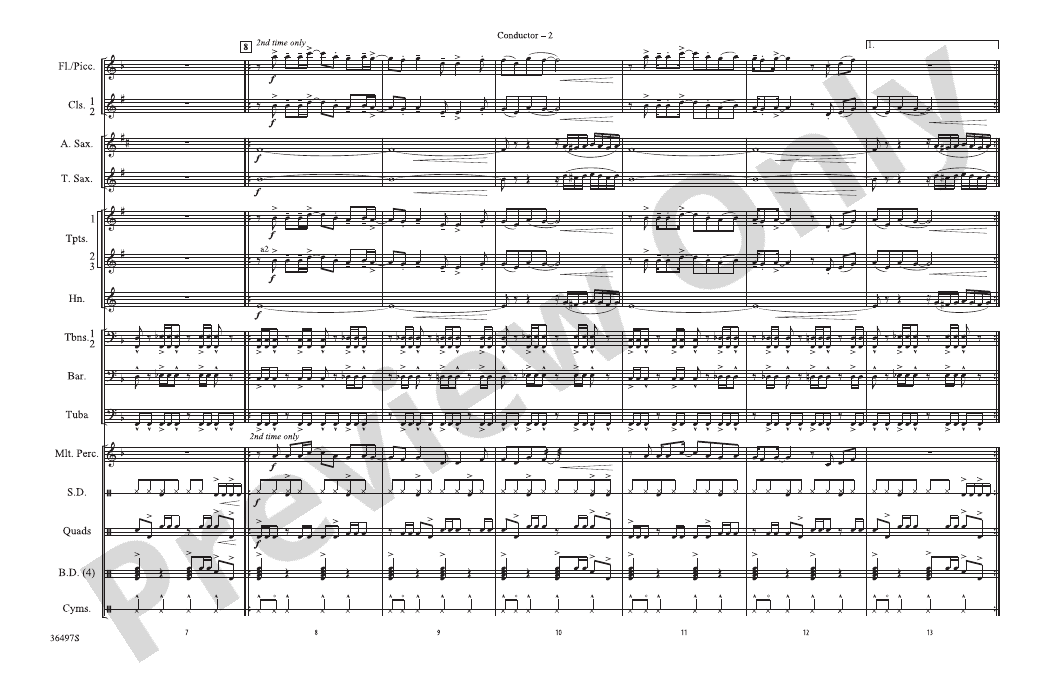 Kashmir Marching Band Conductor Score & Parts Led Zeppelin Digital