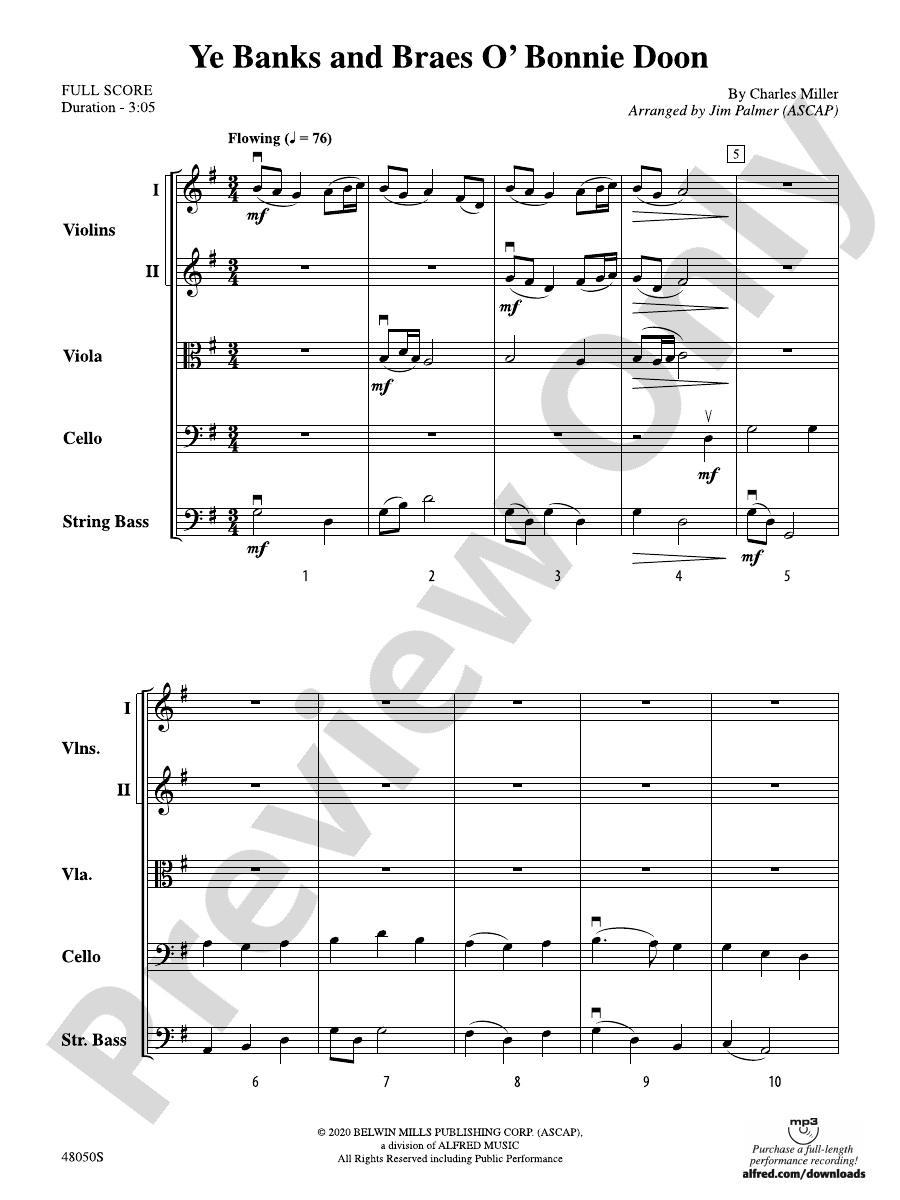 Ye Banks and Braes O' Bonnie Doon: String Orchestra Conductor Score ...