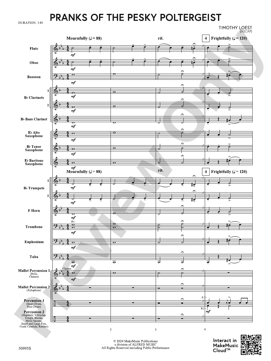 Pranks of the Pesky Poltergeist: Concert Band Conductor Score & Parts ...