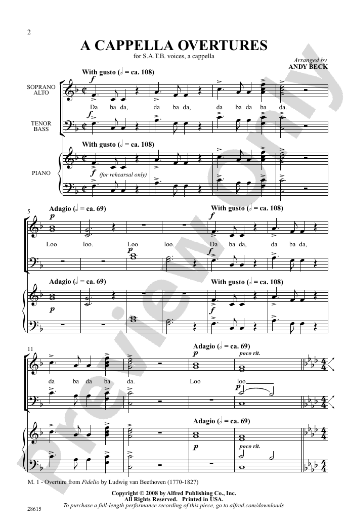 A Cappella Overtures SATB, a cappella Choral Octavo Digital Sheet Music Download