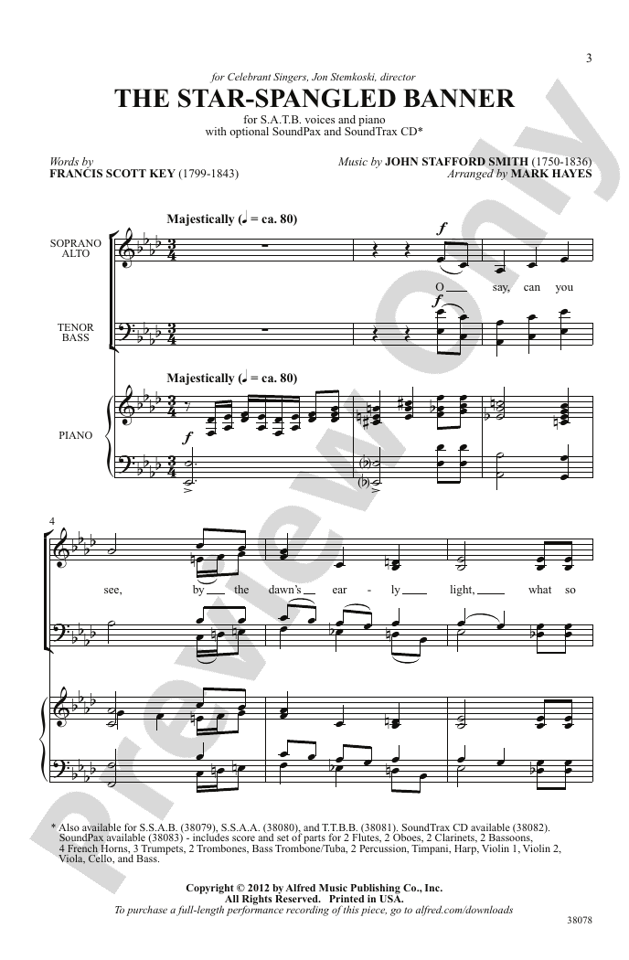 The Star-Spangled Banner: SATB Choral Octavo: John Stafford Smith ...