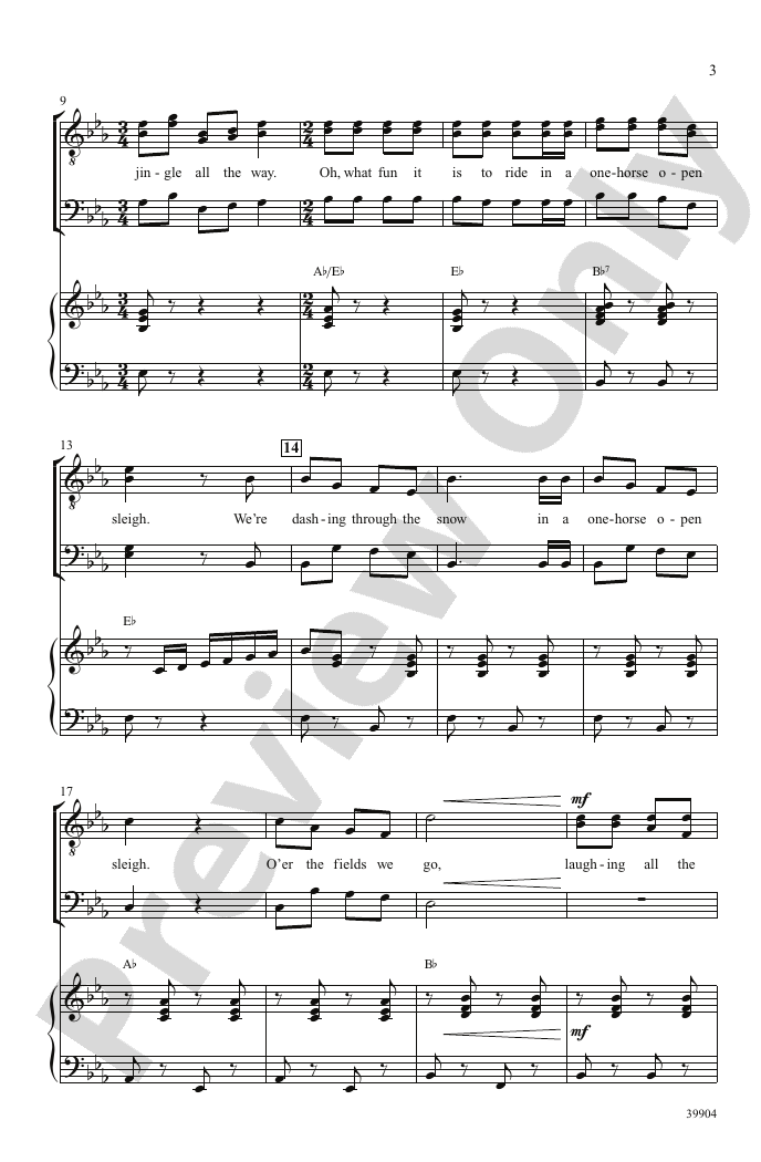 Jingle Bells TTBB Choral Octavo Barbra Streisand Digital Sheet