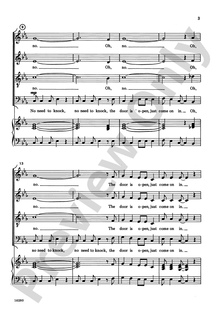 No Need to Knock! SATB, a cappella Choral Octavo Sally K. Albrecht Digital Sheet Music Download