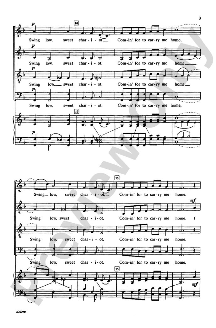 Swing Low, Sweet Chariot: SATB Choral Octavo - Digital Sheet Music Download