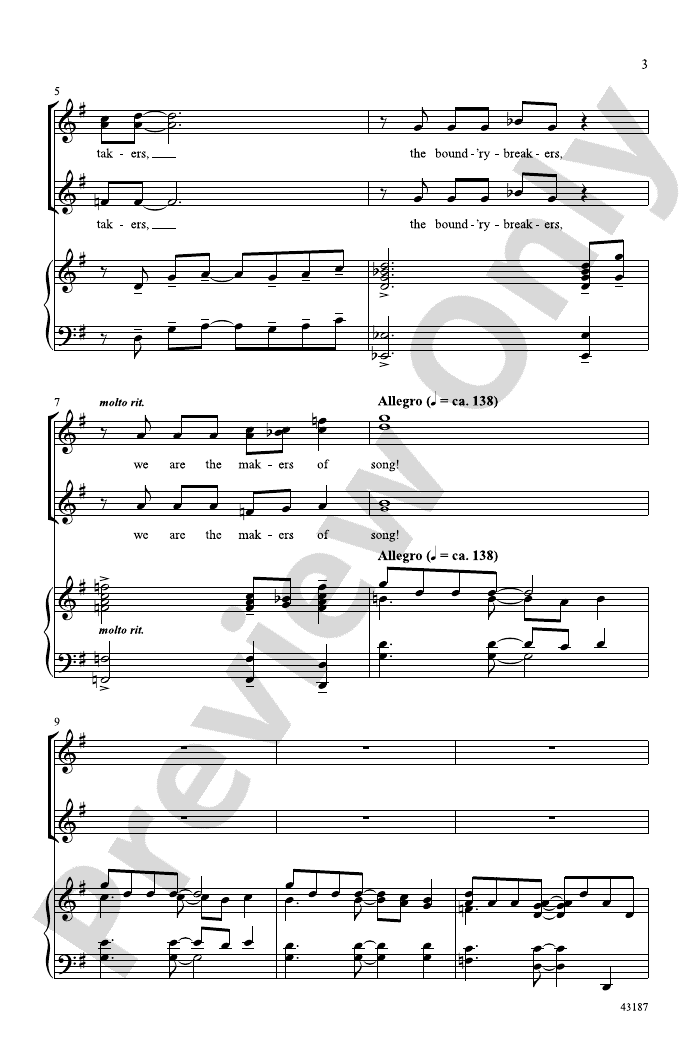 We Are the MusicMakers SSA Choral Octavo Andy Beck Digital Sheet