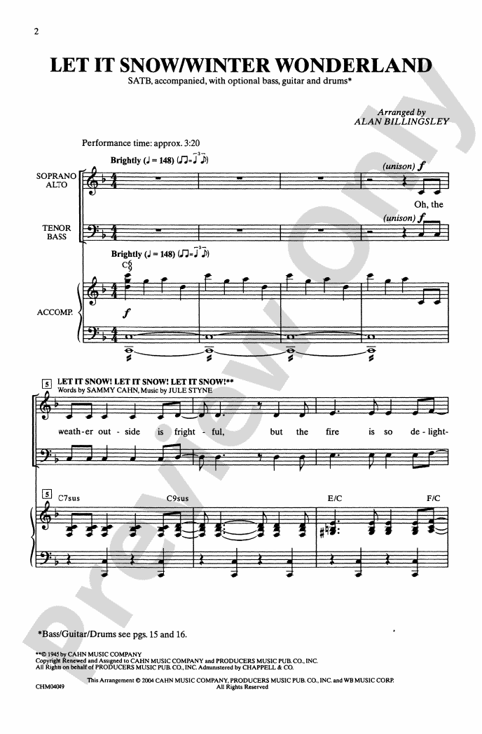 Let It Snow / Winter Wonderland: SATB Choral Octavo - Digital Sheet 