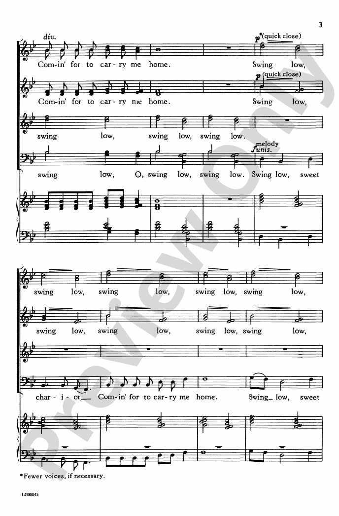 Swing Low, Sweet Chariot: SATB Choral Octavo - Digital Sheet Music Download