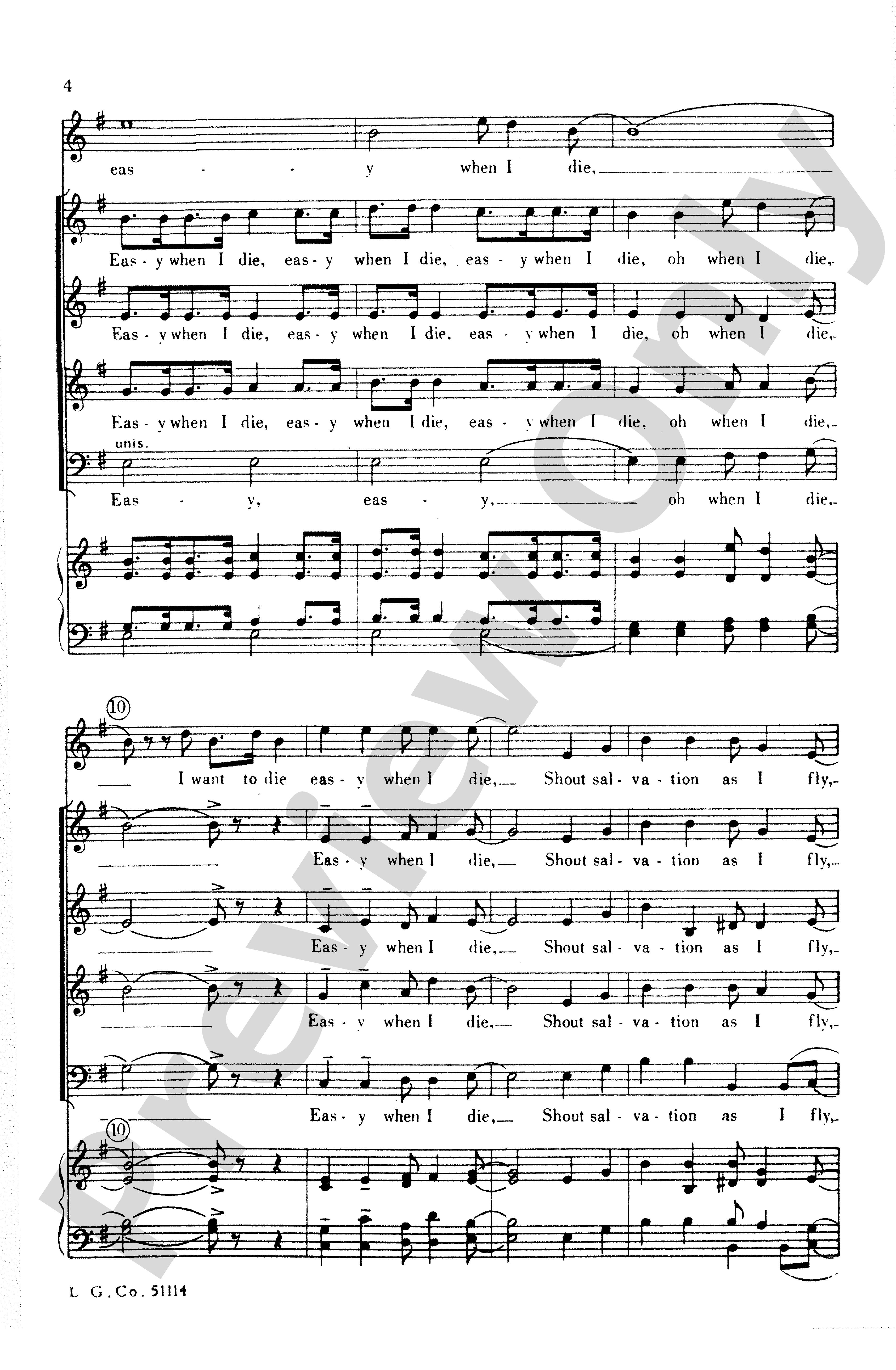 I Want To Die Easy Satb Choral Octavo Digital Sheet Music Download 