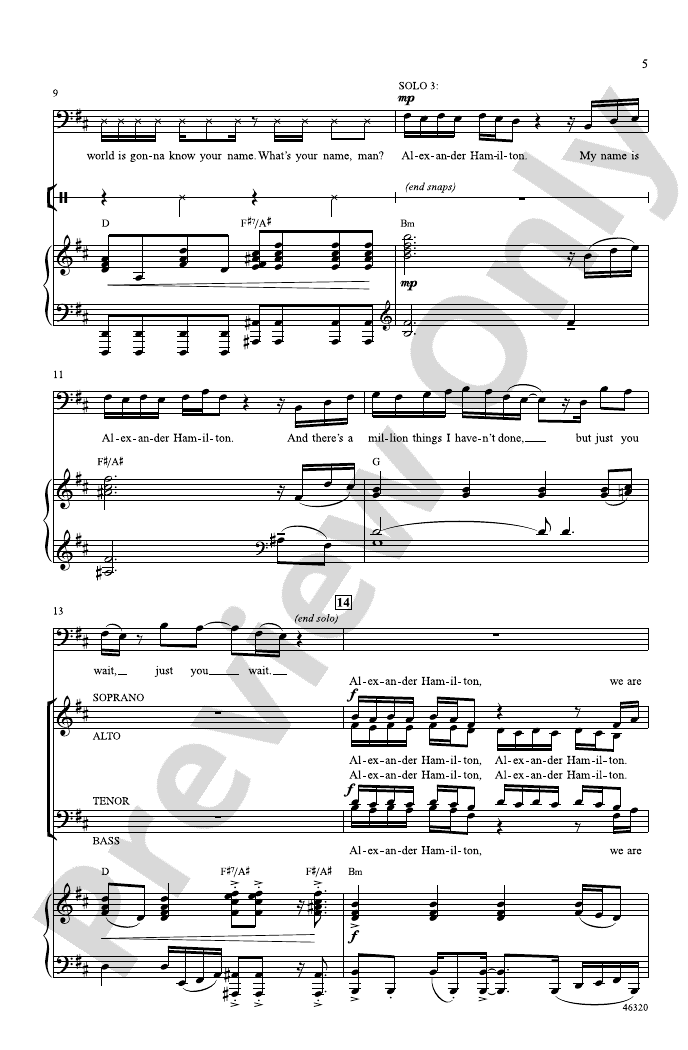 Hamilton Satb Choral Octavo Lin Manuel Miranda Digital Sheet Music