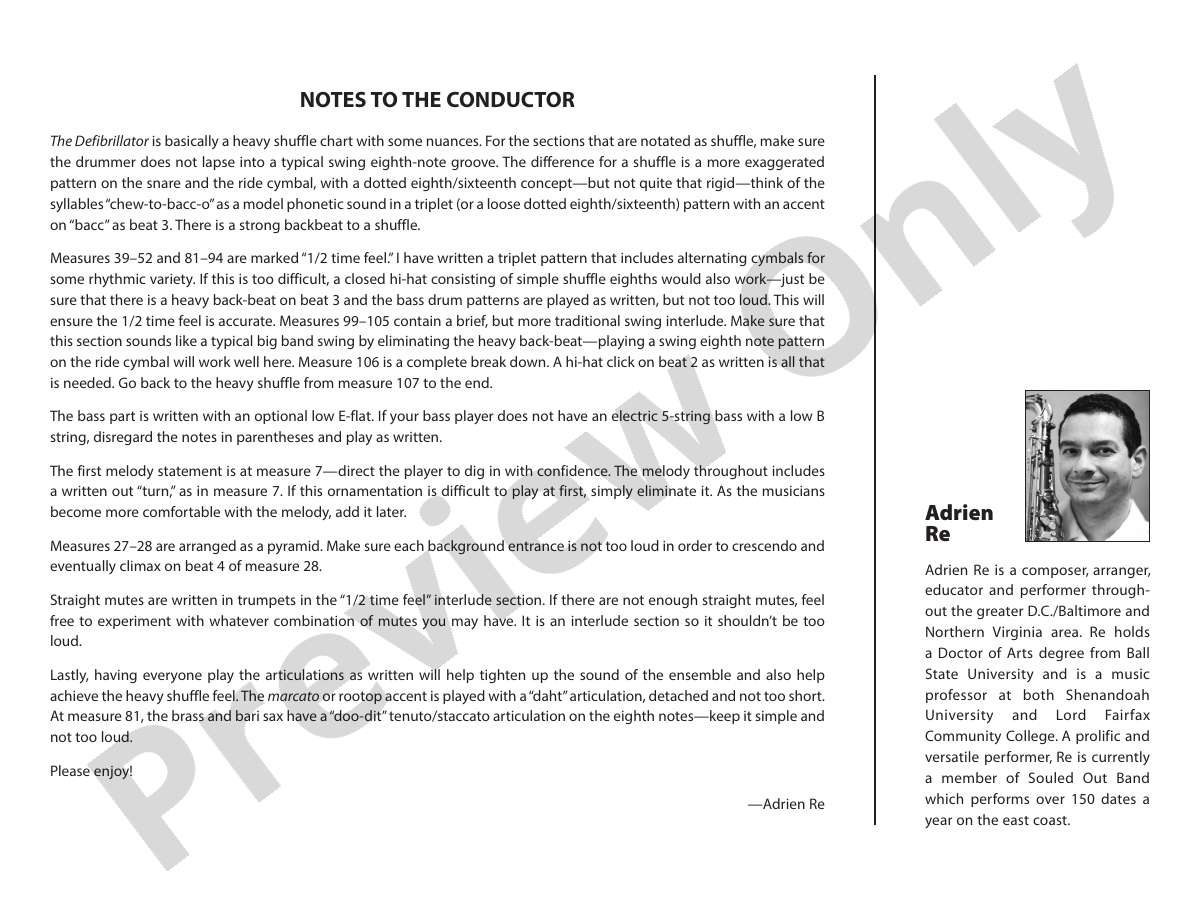 The Defibrillator Score Jazz Ensemble Score Digital Sheet Music Download