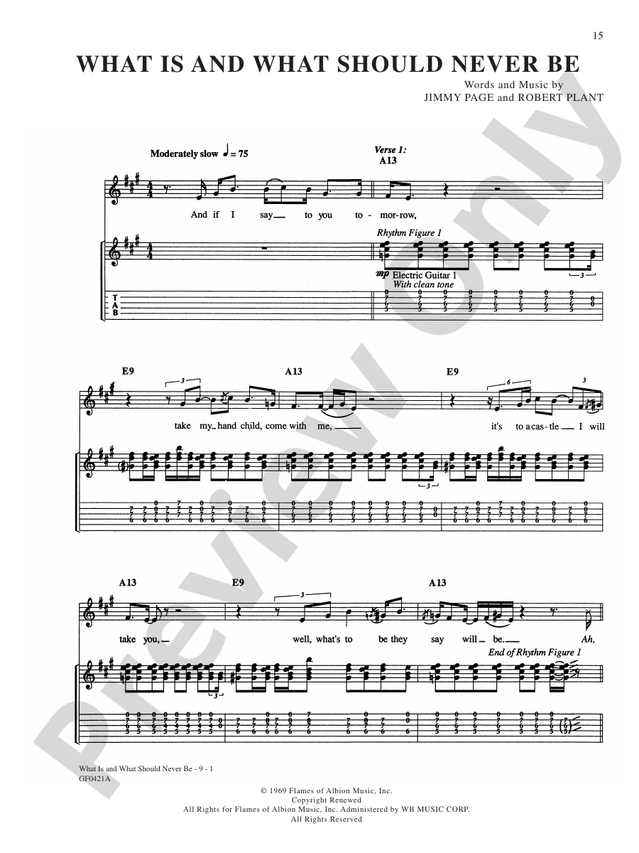 What Is and What Should Never Be Guitar Led Zeppelin Digital Sheet