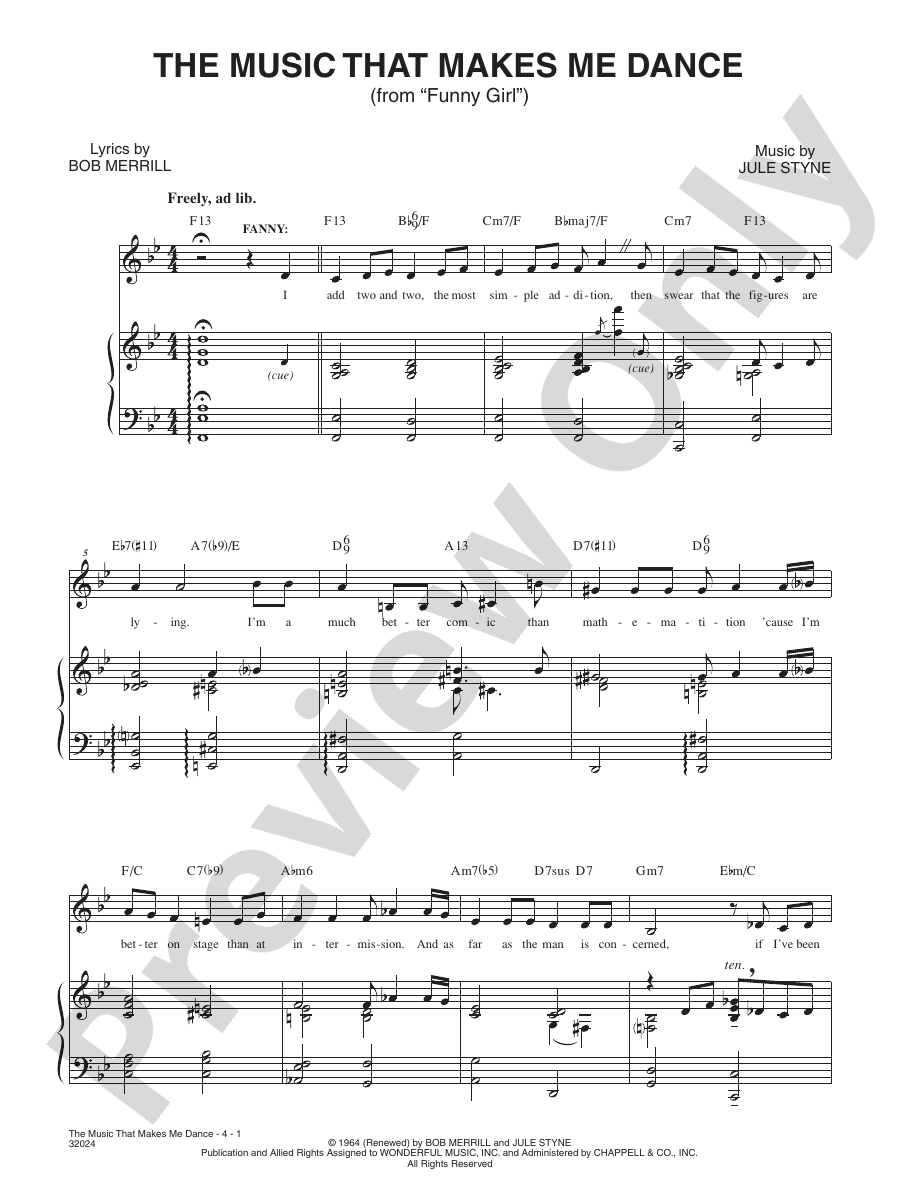Music That Makes Me Dance, The (From "Funny Girl") Voice Jule Styne