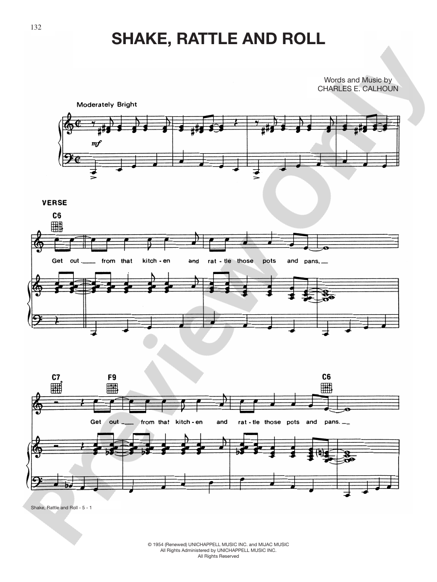 Shake Rattle and Roll Piano/Vocal/Chords Charles E. Calhoun Digital