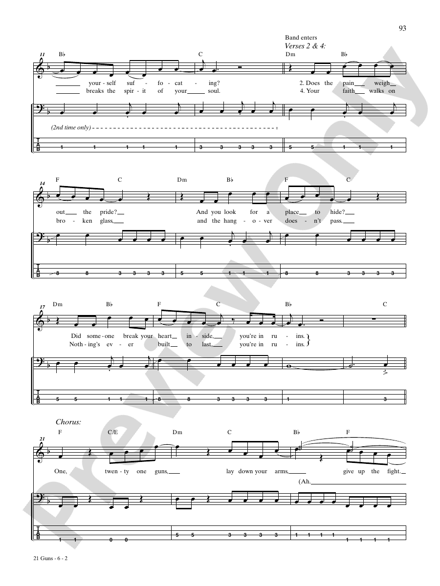 21 Guns Green Day Mp3 Free Download 21 Guns: Bass Guitar: Green Day - Digital Sheet Music Download