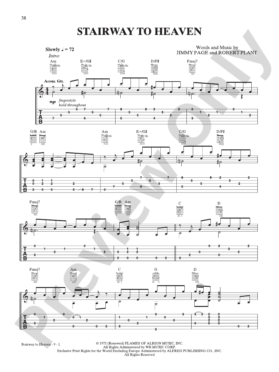 Stairway to Heaven Guitar Led Zeppelin Digital Sheet Music Download