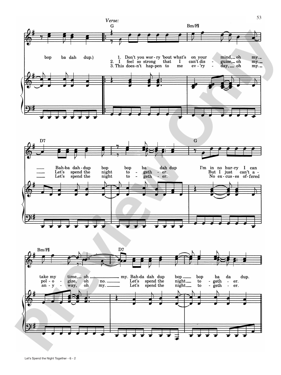 Let's Spend the Night Together Piano/Vocal/Chords The Rolling Stones