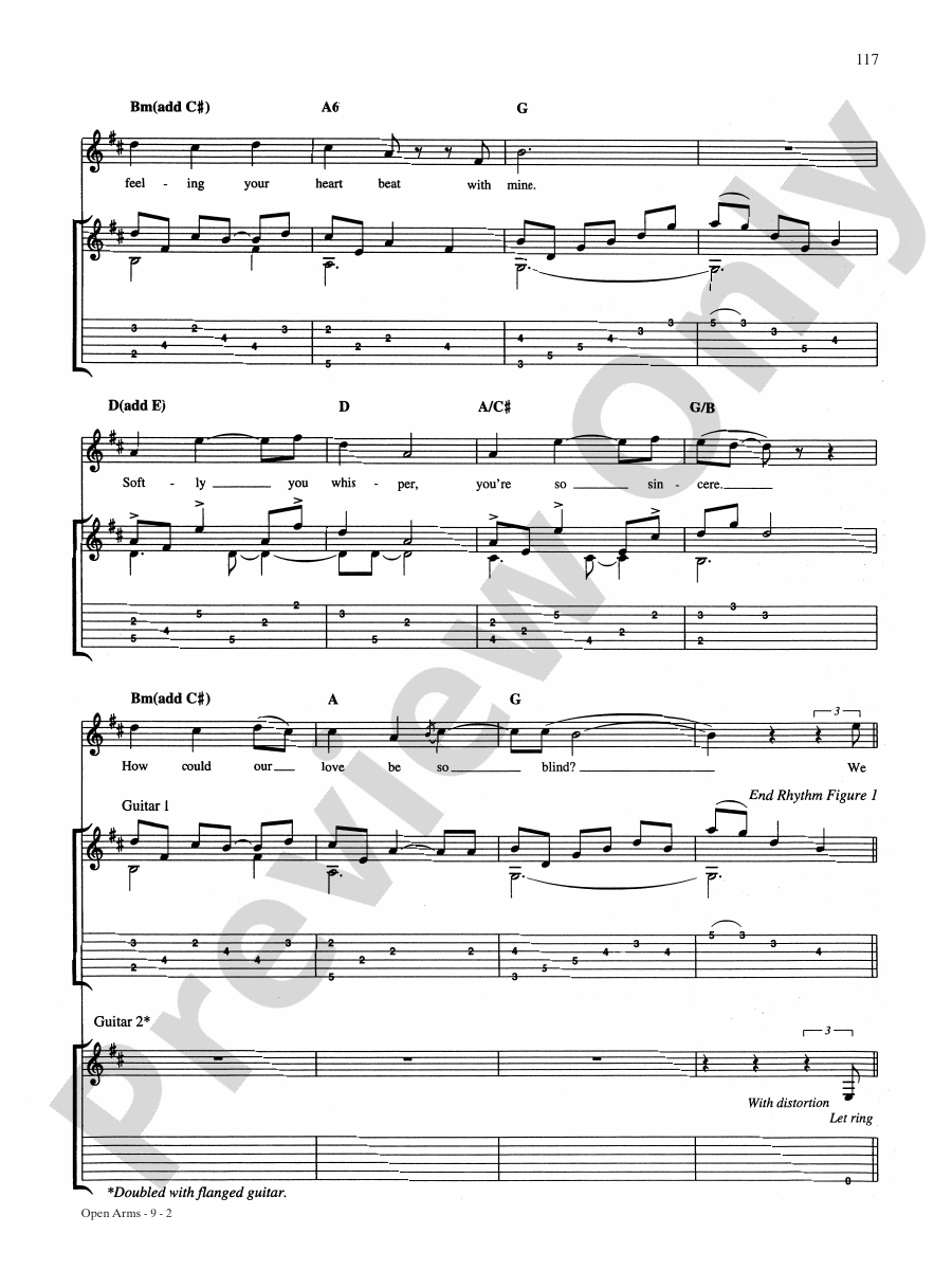 Open Arms Guitar Journey Digital Sheet Music Download